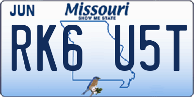 MO license plate RK6U5T