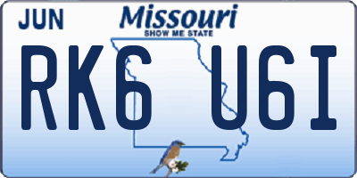 MO license plate RK6U6I