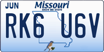MO license plate RK6U6V