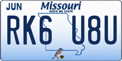 MO license plate RK6U8U