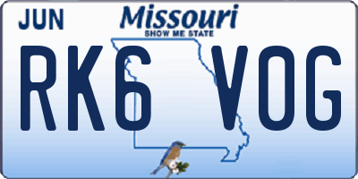 MO license plate RK6V0G