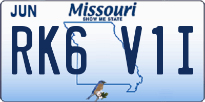 MO license plate RK6V1I