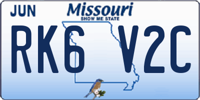 MO license plate RK6V2C