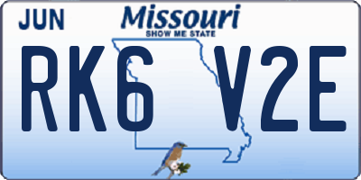 MO license plate RK6V2E