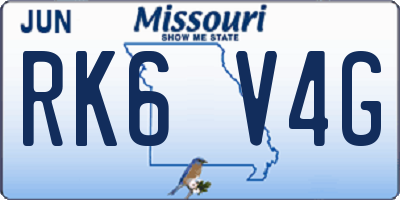 MO license plate RK6V4G