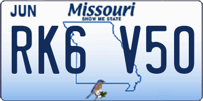 MO license plate RK6V5O