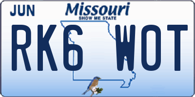 MO license plate RK6W0T