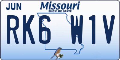 MO license plate RK6W1V
