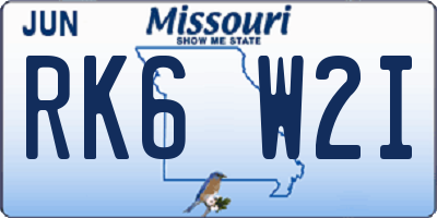 MO license plate RK6W2I