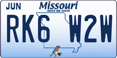 MO license plate RK6W2W