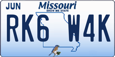 MO license plate RK6W4K