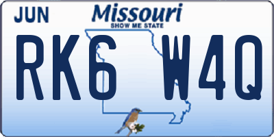 MO license plate RK6W4Q