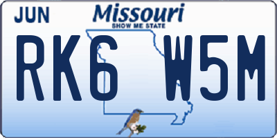 MO license plate RK6W5M