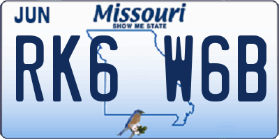 MO license plate RK6W6B