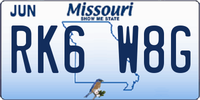 MO license plate RK6W8G