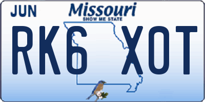 MO license plate RK6X0T