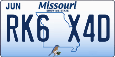MO license plate RK6X4D