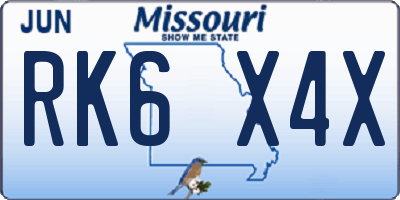 MO license plate RK6X4X