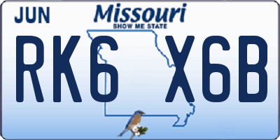 MO license plate RK6X6B