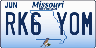 MO license plate RK6Y0M