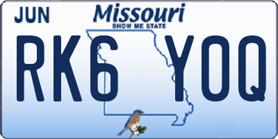 MO license plate RK6Y0Q