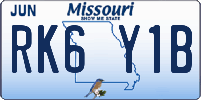 MO license plate RK6Y1B