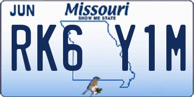 MO license plate RK6Y1M