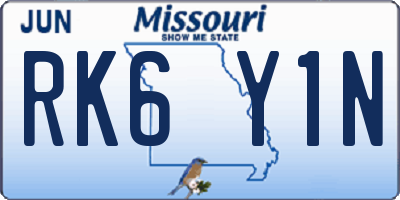 MO license plate RK6Y1N