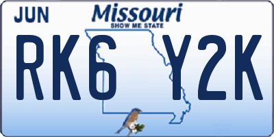 MO license plate RK6Y2K