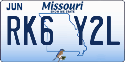 MO license plate RK6Y2L