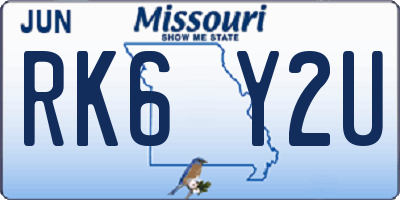 MO license plate RK6Y2U