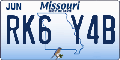 MO license plate RK6Y4B
