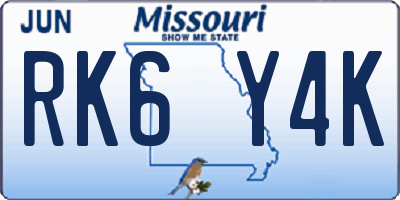 MO license plate RK6Y4K