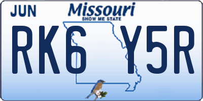 MO license plate RK6Y5R
