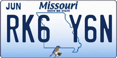 MO license plate RK6Y6N
