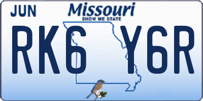 MO license plate RK6Y6R