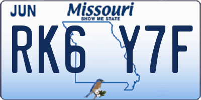 MO license plate RK6Y7F