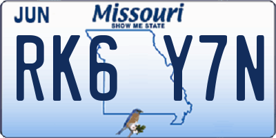 MO license plate RK6Y7N