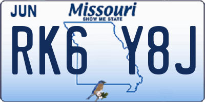 MO license plate RK6Y8J