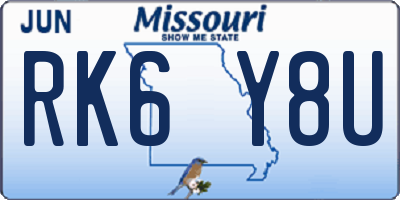 MO license plate RK6Y8U