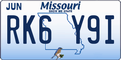MO license plate RK6Y9I