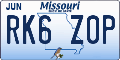 MO license plate RK6Z0P