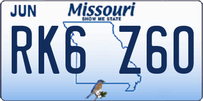 MO license plate RK6Z6O
