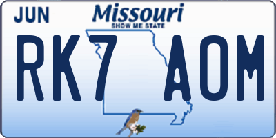 MO license plate RK7A0M