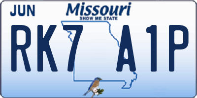 MO license plate RK7A1P