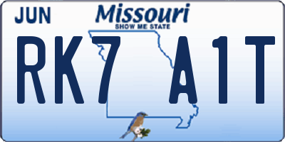 MO license plate RK7A1T