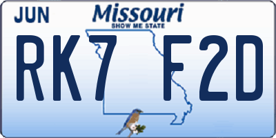 MO license plate RK7F2D