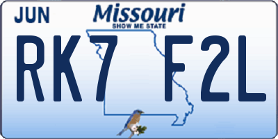 MO license plate RK7F2L
