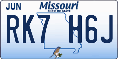 MO license plate RK7H6J