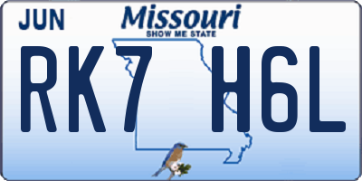 MO license plate RK7H6L
